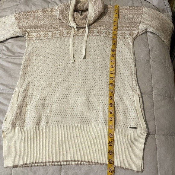 Avalanche Drawstring Cowl Neck Womens Tunic Sweater Cream Brown Pockets … - Picture 5 of 9